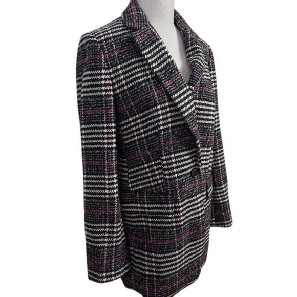 NEW Loft Plaid Long Modern Blazer Coat Jacket - Picture 6 of 13